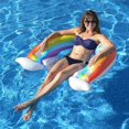 thumbnail image 2 of Pool Float Rainbow Pool Lounger, Inflatable Chair Floats with 2 Cup Holders (58 x 39inch), Sitting Inflatable Lounge Float Swimming Pool Float for Adu, 2 of 4