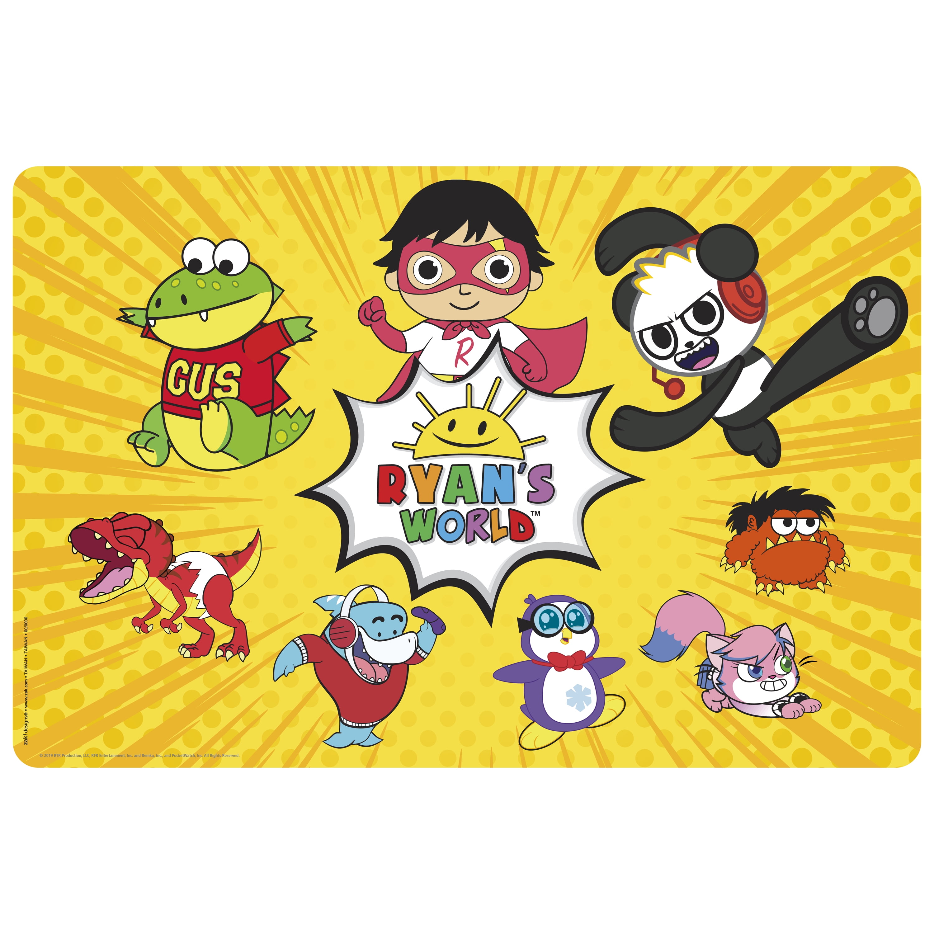 Zak Designs Ryans World Reusable Bpa Free Kids Placemat Ryan And Friends Walmart Com Walmart Com