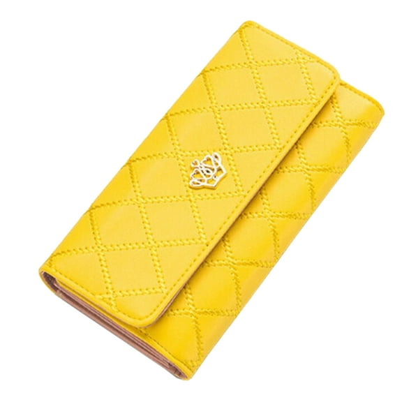 Woshilaocai Women PU Leather Clutch Wallet Long Zipper Cash Card Phone Holder