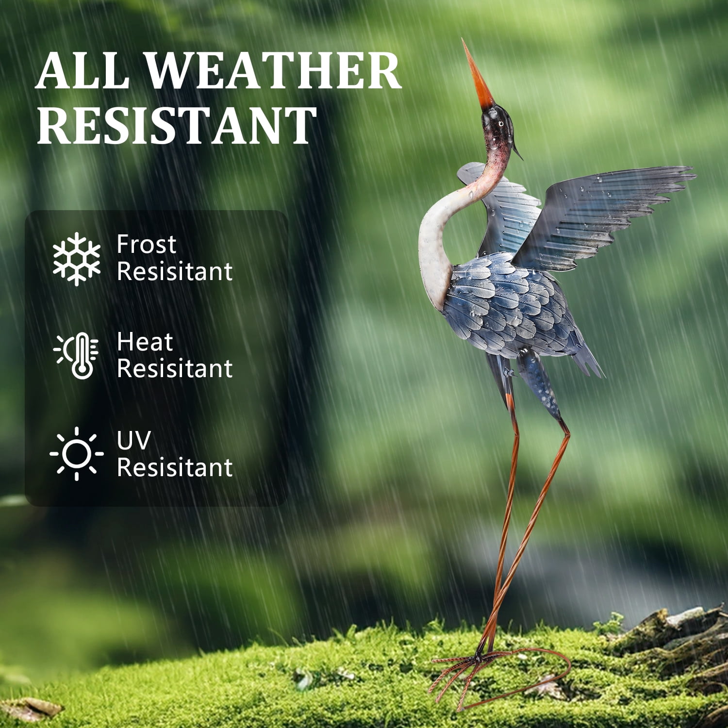 Crane Sculptures & Statues Decor,Coastal Metal Cranes Decoy for Outdoor Outside Yard Art Patio Pond Pool Lawn Decorations,Housewarming Gift