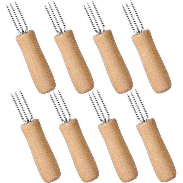 8 Piezas Soporte para Maíz, Tenedor para Maíz, Brochetas para Mazorcas de Maíz, Soportes para Maíz Triangulares de Seguridad de Acero Inoxidable para Cocina, Parrilla, Fiesta, Picnic, Camping