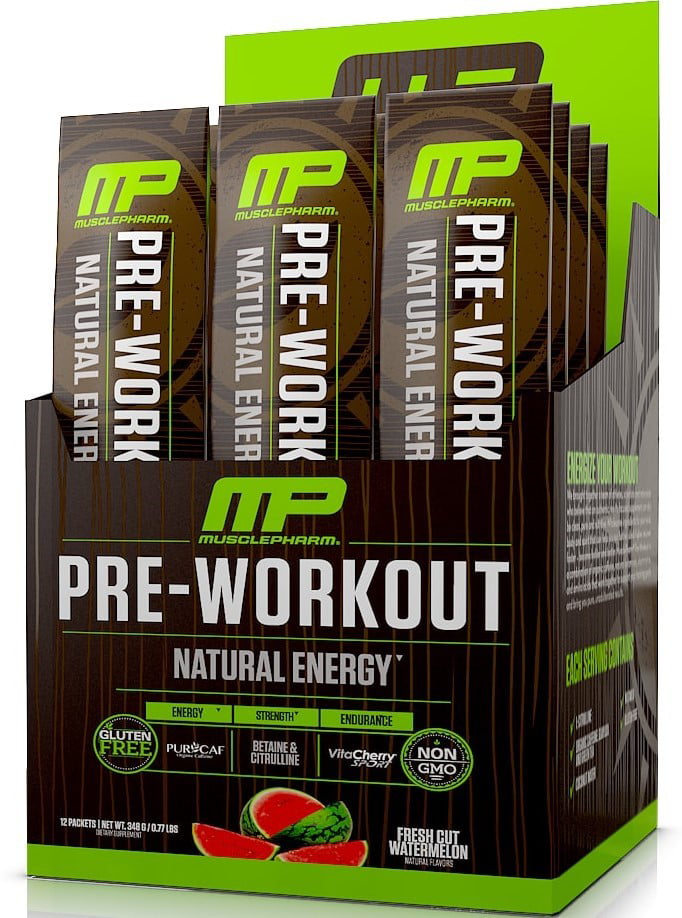 MusclePharm Natural Energy Pre-Workout Packets, Fresh Cut Watermelon ...