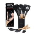 thumbnail image 1 of Juego de Utensilios de Cocina Silicona y Madera Accesorios para Cocinar, 12 pzas (Negro), 1 of 7