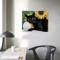 thumbnail image 4 of Orinice  Farmhouse Sunflower Wall Decor Vintage Sunflower Canvas Wall Art Black Cat Decor Print Artwork Cat Paintings Poster Aesthetic Room Decor for Bathroom Living   20x16in, 4 of 6
