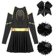 thumbnail image 6 of TiaoBug Women's School Musical Party Halloween Cheer Leader Costume Fancy Dress Uniform Outfit Black L, 6 of 7