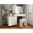 thumbnail image 2 of LED Lighted Makeup Vanity Table with Mirror - White Beauty Station with Storage Drawers, Matching Stool, and Organizing Compartments for Makeup Brushes and Cosmetics, 2 of 9