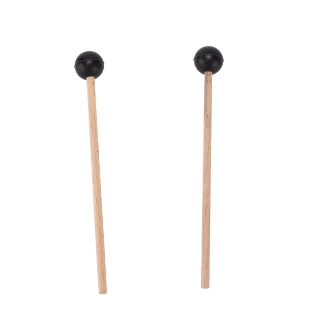 2 baquetas etéreas de goma con cabeza redonda y mango de madera, accesorios de percusión para tambores y martillos.