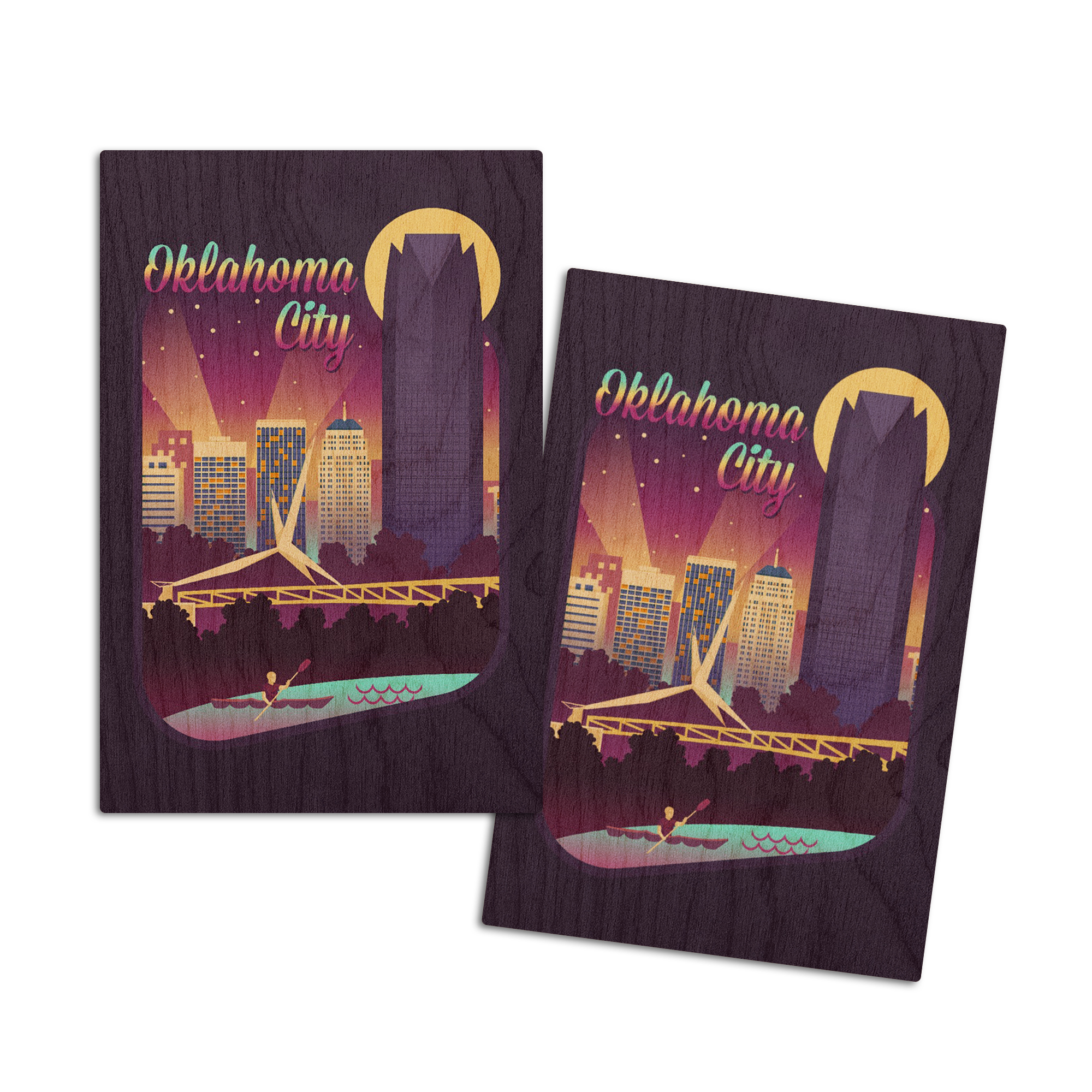 Oklahoma City, Oklahoma, Retro Skyline Chromatic Series, Contour (4x6