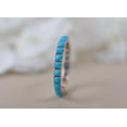 thumbnail image 3 of Round Blue Turquoise Full Eternity Band, Engagement Bridal Ring, Matching Band, Turquoise Jewelry, Promise Ring, 14K Rose Gold plated Band ring, 3 of 5