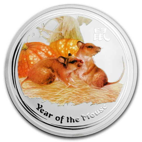 2008 Australia 5 oz Silver Mouse BU (Series II, Colorized)