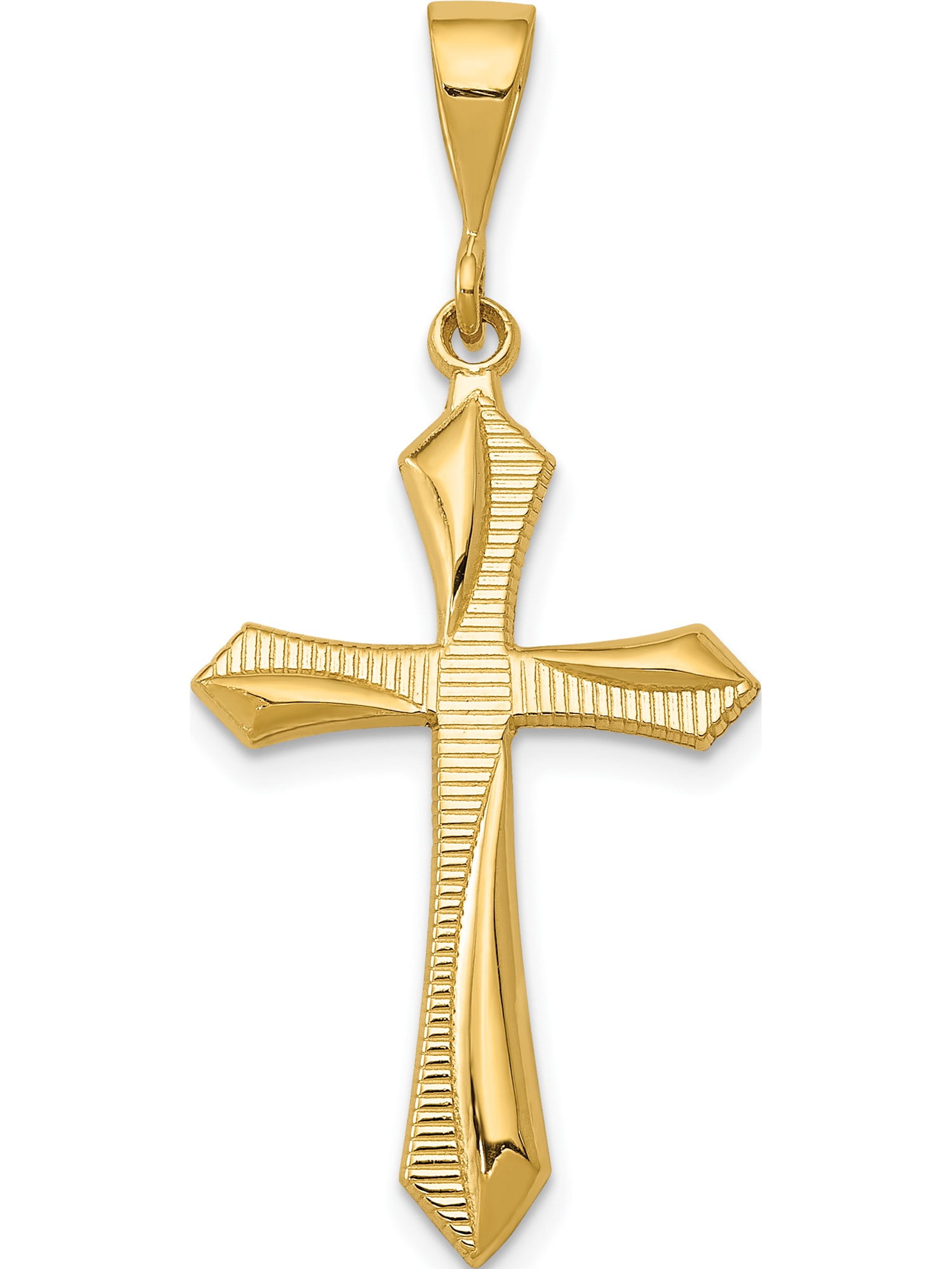 14k Yellow Gold Satin Passion Cross Pendant