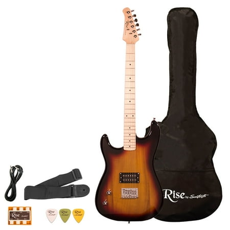 Rise by Sawtooth Left-Handed 3/4 Size Student Electric Guitar Bundle, Sunburst