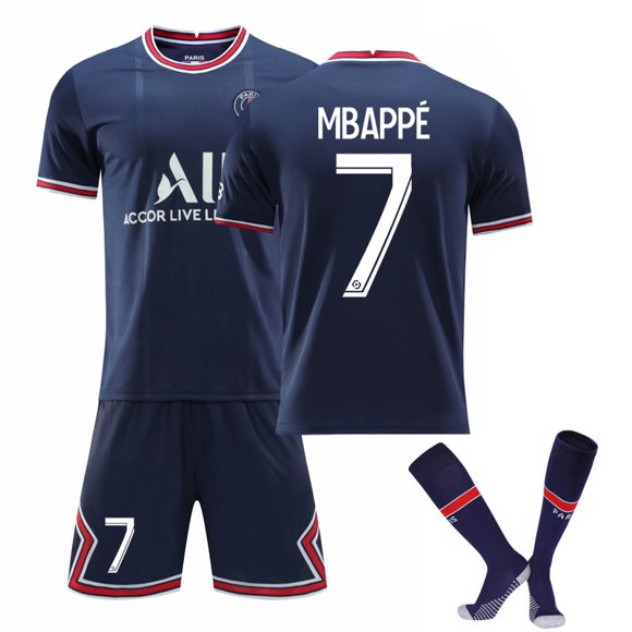 Mbappe 7 jersey Home 2021 2022 New Season Paris Soccer T Shirts Jersey Set For Kids Youths