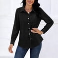 thumbnail image 4 of JGGSPWM Blouse for Women Dressy Long Sleeve Button Down Shirts Business Casual Outfit Lightweight Solid Color Tops Black S, 4 of 5