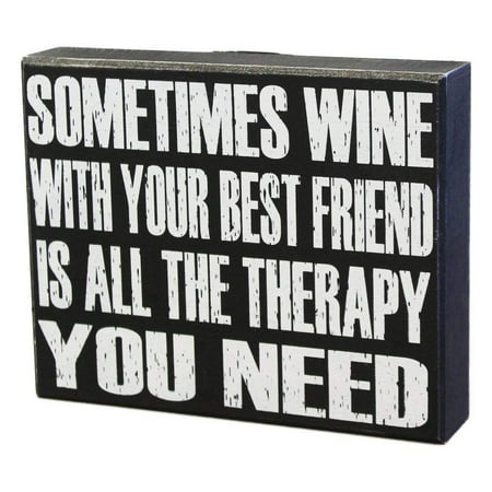 JennyGems - Sometimes Wine With Your Best Friend Is All The Therapy You Need - Bestie Friendship Gift Sign - Best Friends Birthday - Wooden Stand Up