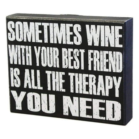 JennyGems - Sometimes Wine With Your Best Friend Is All The Therapy You Need - Bestie Friendship Gift Sign - Best Friends Birthday - Wooden Stand Up (Cute Gifts For Your Best Friend)