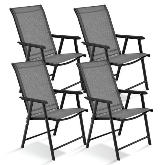 YYAo Patio Dining Chairs,Outdoor Bistro Chairs,4-Pack Patio Folding Chairs Portable for Outdoor Camping-Gray