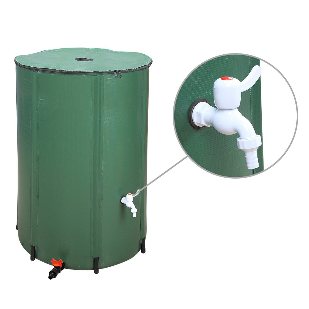 Hassch 100 Gallon Collapsible Rain Barrel, Garden Water Storage Tank