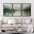 thumbnail image 3 of PixonSign Framed Canvas Print Wall Art Set Emerald Green Watercolor Mountain Range Forest Nature Wilderness Illustrations Modern Art Decorative Rustic Relax/Calm Colorful for Bedroom - 24"x36"x3 Black, 3 of 5