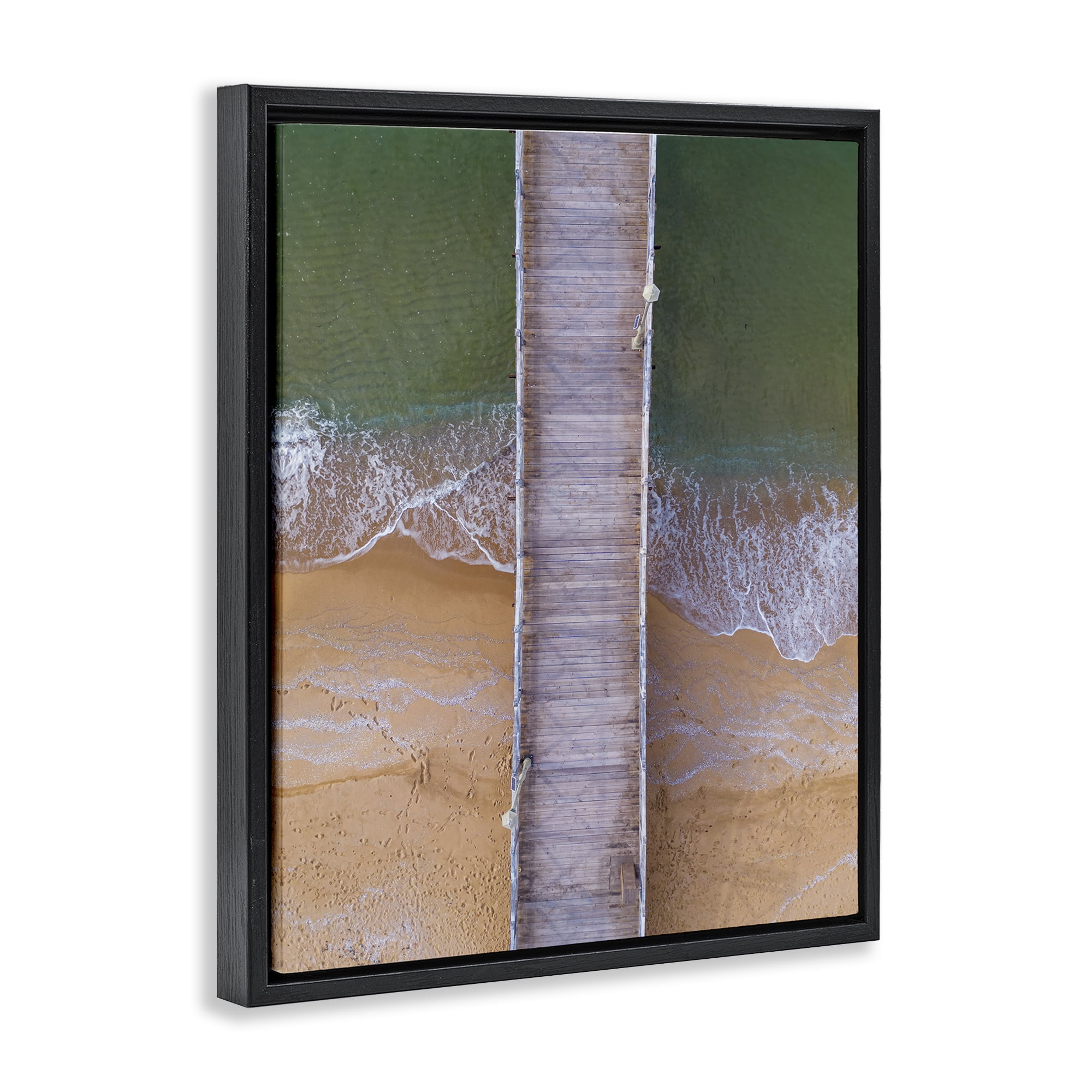 Stupell Industries Aerial View Boardwalk Landscape & Nature Photography Black Floater Framed Canvas Art Print Wall Art, 17 x 21