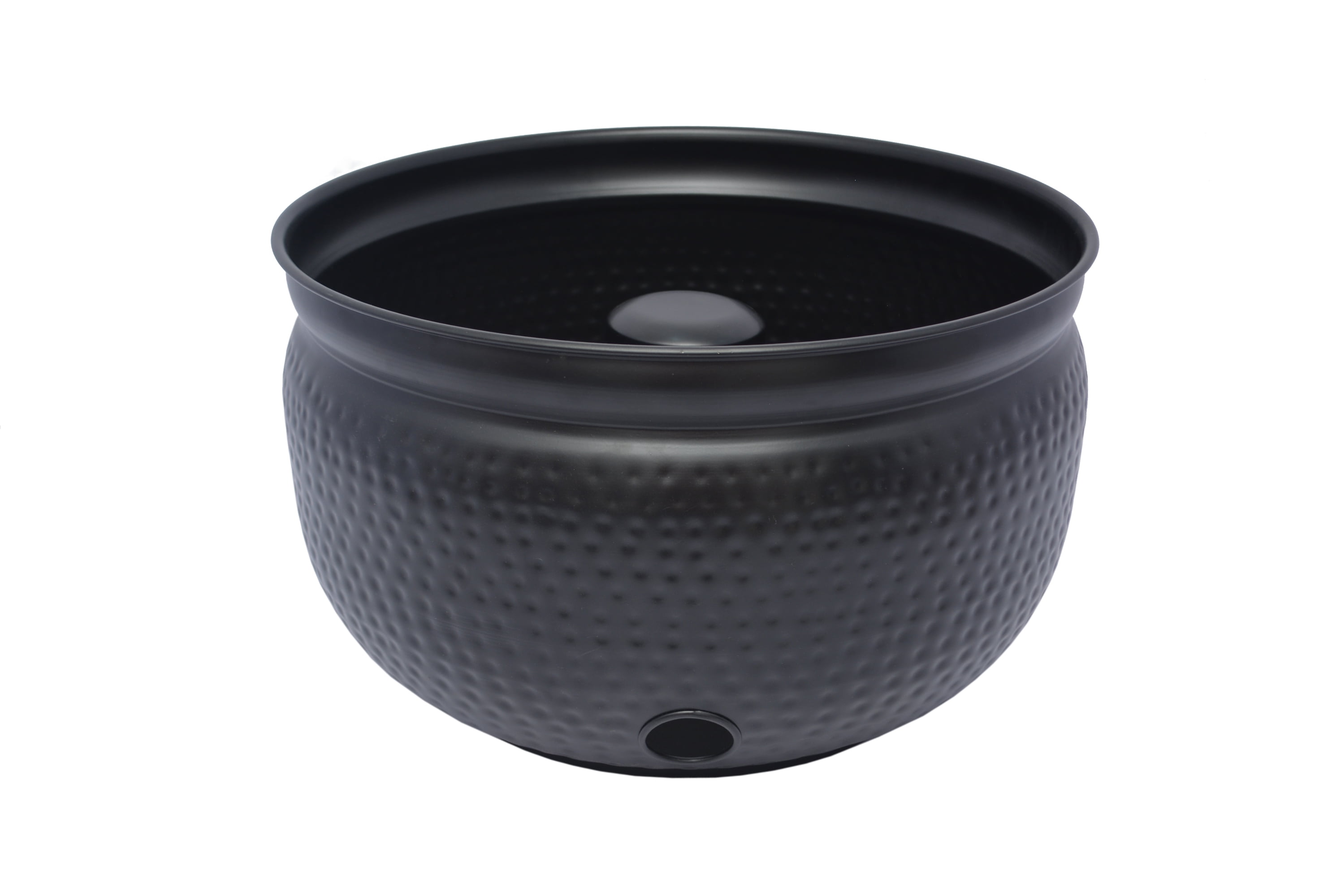 Rust Proof Magnetic Steel, Black Ribbed Steel Garden Hose Pot Holder with Lid Handmade Black 16 x 12 Inches 