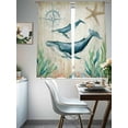thumbnail image 3 of Vintage Ocean Sheer Curtains 72 Inch Long 2 Panels, Whale Starfish Seagrass Coral Compass Nautical Light Filtering Rod Pocket Curtains, Sheer Voile Drapes for Living Room Bedroom, 52"x72", 3 of 8