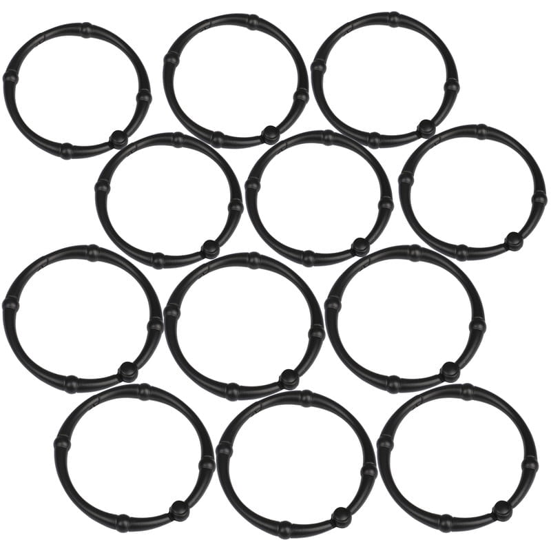 Utopia Alley Shower Victoria Curtain Rings, Rustproof Zinc Shower Curtain Rings for Bathroom Shower Rods Curtains - Set of 12- Black