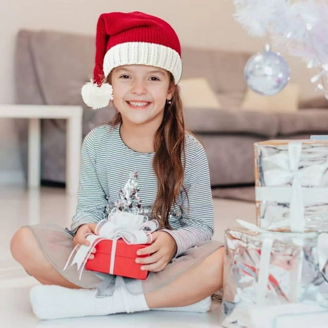 Fiudx Gorro Navideño de Papá Noel, Tejido de Punto Acogedor, Material Acrílico Cálido, Ideal para Fiestas Navideñas, Gorro de Invierno para Hombre y Mujer, Tallas para Adultos, Adolescentes y Niños,