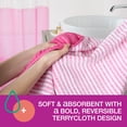 thumbnail image 5 of TOWN & COUNTRY PLAY 4-Piece Striped Reversible Terry Brights Bath Towel Set, 30"x58", 100% BCI Cotton, Plush & Absorbent 550GSM, Flamingo Pink, 5 of 9