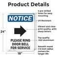thumbnail image 2 of (2 Pack) Please Ring Door Bell OSHA Notice Sign 18 Inch X 24 Inch Indoor / Outdoor Rust-Free Aluminum Metal Signs for Workplace, Workshop, and Construction Site, Made in the USA, 2 of 8