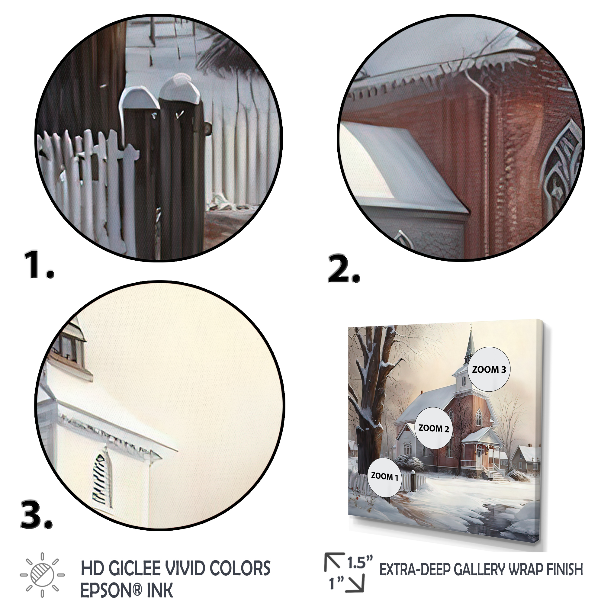 Designart Church In Country During Winter II Canvas Wall Art