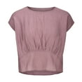 thumbnail image 4 of cfhntfmh Womens Summer Tops Trendy Cap Sleeve Crewneck Basic Blouses Comfy Solid Color Casual T Shirts, 4 of 6