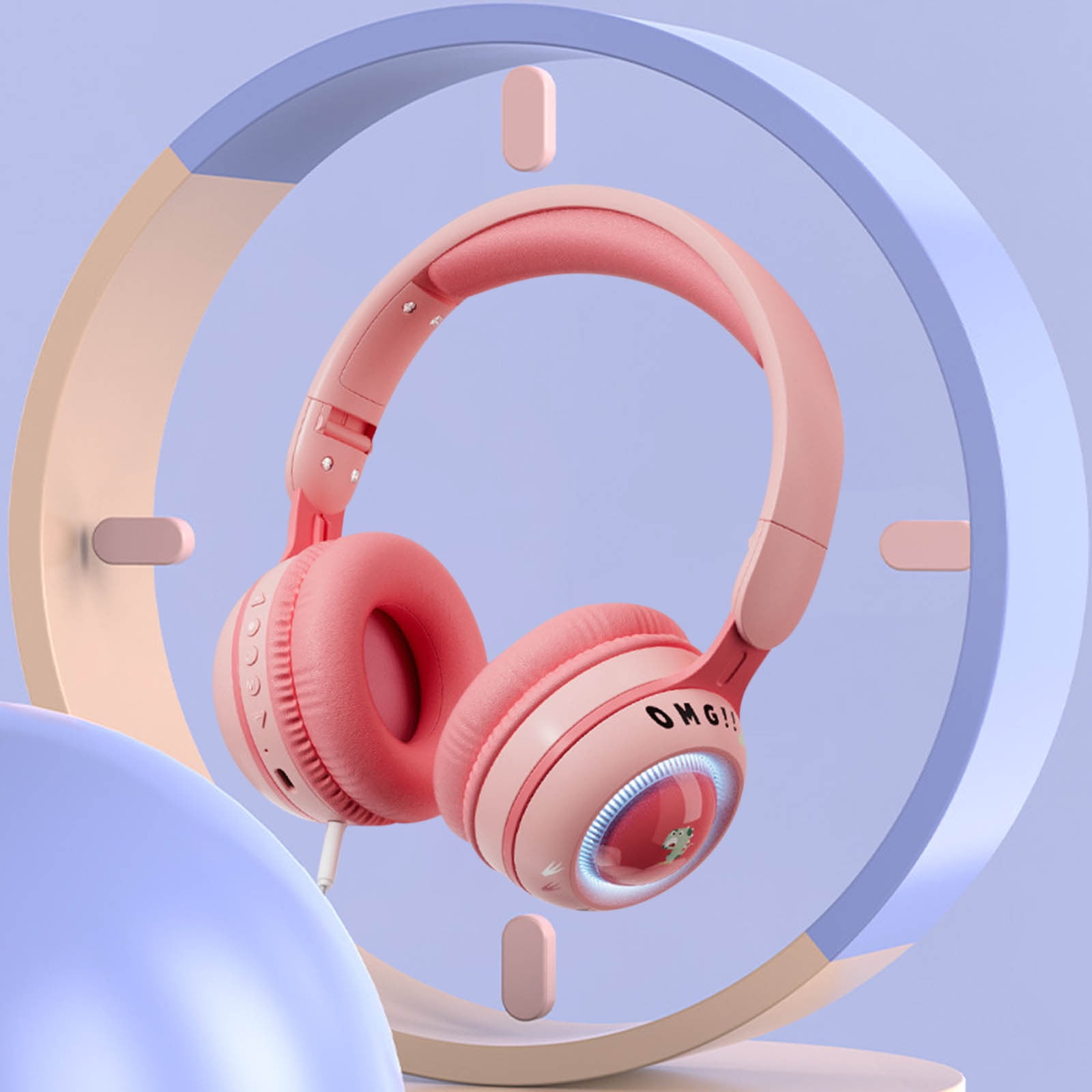 On-Ear Headphones Wired with Mic — Noise Isolating Plug in Headphones, Computer Headphones with Microphone, Headphones for Laptop, Headphones Corded, Headphones with Cord (Aux Jack 3.5mm) - Pink