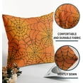 thumbnail image 5 of Halloween Spiderweb Pillow Covers 16x16 Set of 2 Orange Black Spider Web Outdoor Decorative Throw Pillows Halloween Scary Themed Farmhouse Pillowcases Linen Cushion Case Decor for Home Sofa Couch Bed, 5 of 6