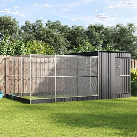 vidaXL Aviary Silver and Anthracite Galvanized steel Large Durable