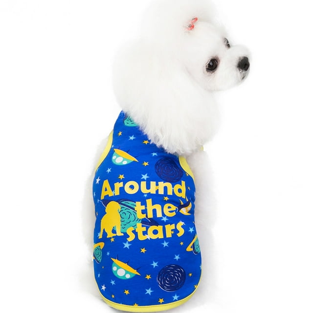 LSLJS Fashion Pet Spring and Summer Space Print Patchwork Costumes Pet Vest, Dog Birthday Party Supplies, Pet Clothes