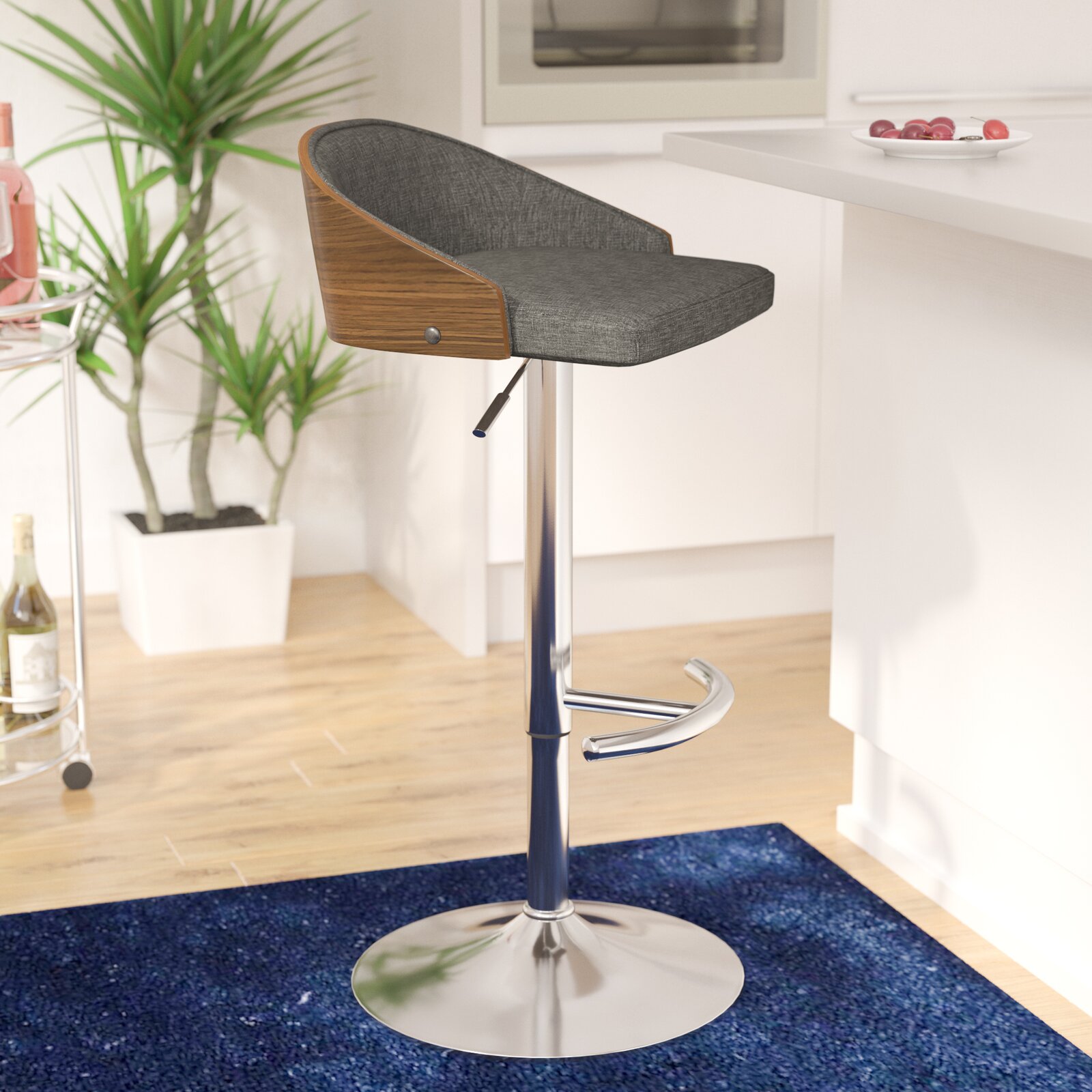 Morford Adjustable Height Bar Stool, Seat Material Upholstered