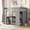 1: Gray, variant on Harper & Bright Designs Twin Size Loft Bed with Storage Shelves and Wardrobe, Wood Loft Bed with Built-in Desk and Staircase for Adults Boys Girls, Space Saving