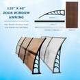 thumbnail image 6 of 120" x 40" Door Window Awning Exterior, Polycarbonate Cover Entry Door Outdoor Patio Awning Canopy, Front Door Overhang Awning for Sun Shutter, UV, Rain and Snow Protection, Hollow Sheet (Brown Board), 6 of 10