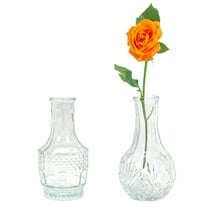 Glass Bud Vase Set of 2, Clear Bud Vases in Bulk, Small Flower Vase for Centerpieces, Mini Vintage Vase for Rustic Wedding, Home Table Flower Decor with Hemp Rope and Label Paper