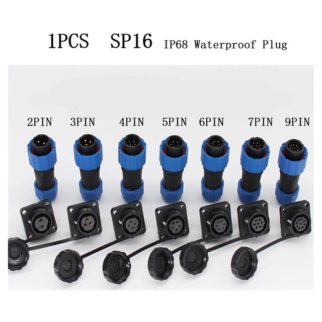 Sp16 Square Panel Mount Ip68 Waterproof Plug & Socket Circular Connector 2-9Pin