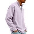 thumbnail image 6 of Hogleaql Men's Corduroy Sweatshirt Stand Collar 1/4 Zip Up Comfortable Long Sleeve Plus Size Trendy Pullover Lightweight Warm Fall Winter Solid Color Sweaters Tops Purple XL, 6 of 6