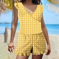 thumbnail image 2 of lcziwo 50 Percent off Sales Today One Piece Swimsuit for Women Athletic Built in Bra Romper Ruffle Trim V Neck Tankini Bathing Suit Polka Dot Print Cover Ups Swimwear Beach Outfits Yellow M, 2 of 9