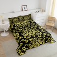 thumbnail image 4 of Black Gothic Full Bedding Set Gold Damask Floral Comforter Set Bohemian Exotic Goth Flower Bedding Comforter Sets Adults Vintage Victorian Baroque Boho Bed Set 2 Pillow Cases, 4 of 7