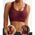 thumbnail image 2 of Hduncf Women Sports Bra Top Push Up Scoop Neck Fitness Support Workout Running Bras with Detachable Chest Pad Red XXL, 2 of 6