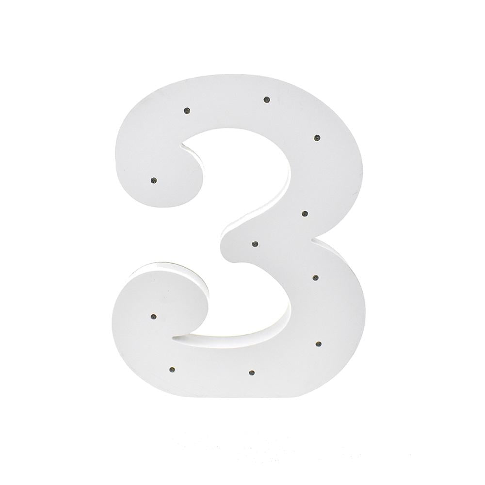 Wooden LED Number 3, White, 11-1/2-Inch - Walmart.com