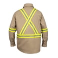 thumbnail image 3 of Flame Resistant FR High Visibility Hi Vis Shirt - 88% C/12% N - 7oz (Small, Khaki), 3 of 5