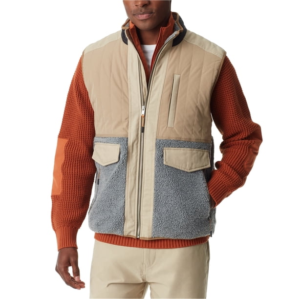 BASS OUTDOOR Mens Mixed Media Fleece Vest, gray, XL