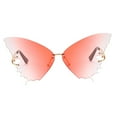 thumbnail image 5 of Gradient Butterfly Lens Rimless Sunglasses Designer Summer Shades Tinted Eyewear Gradient Pink, 5 of 7