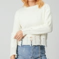 thumbnail image 3 of KOMOO Women Ripped Frayed Short Sweater Long Sleeve Cutout Cropped Sweater Loose Knitted Jumper Knitwear, 3 of 9